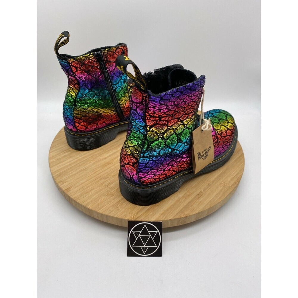 Dr Martens 1460 Pascal J Leather Combat Boots Kids Girls Boys Rainbow Womens 5 - Picture 3 of 11